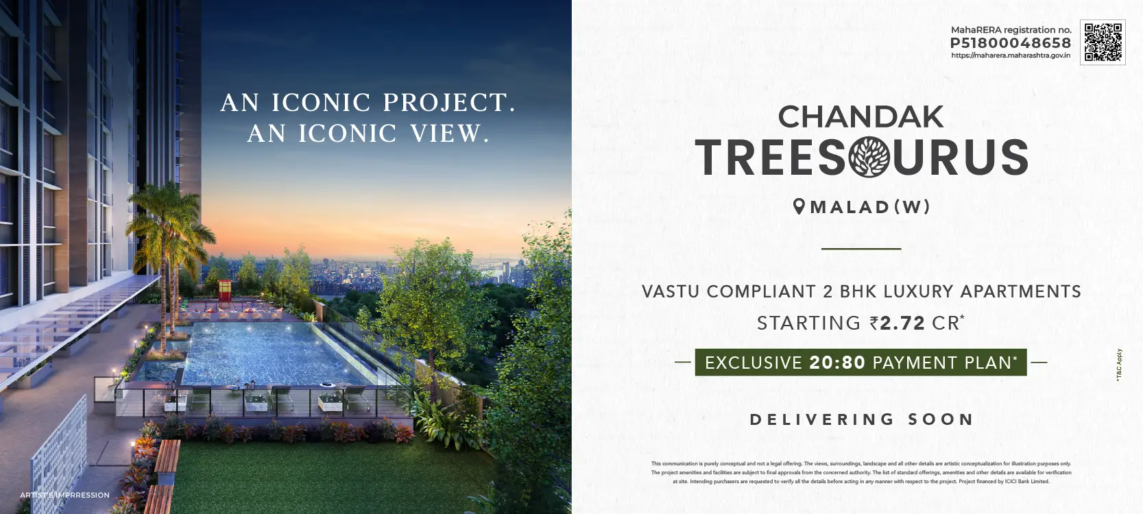 Chandak Treesourus luxury tower rising above Malad West, Mumbai